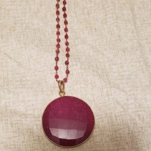 Necklace with simulated Ruby stones